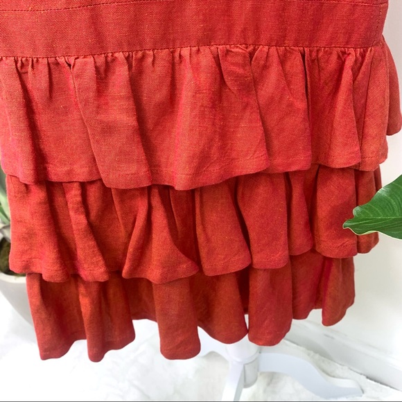 Lafayette 148 New York Rustic Orange Ruffle Dress Size 6 - Picture 4 of 12